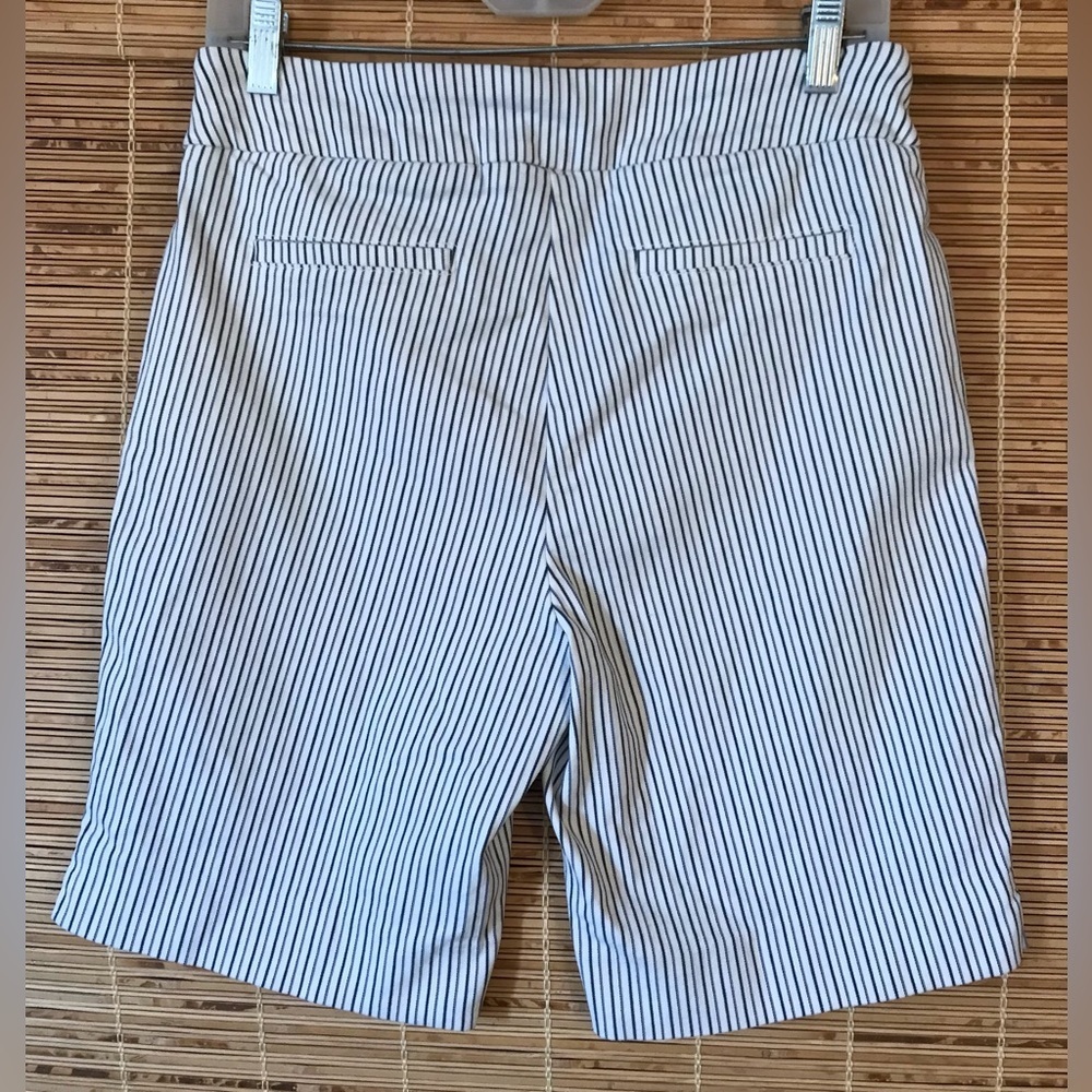Hilary Radley Women’s Stretch Pull On Shorts Blue and White Stripes Size M - Picture 4 of 9